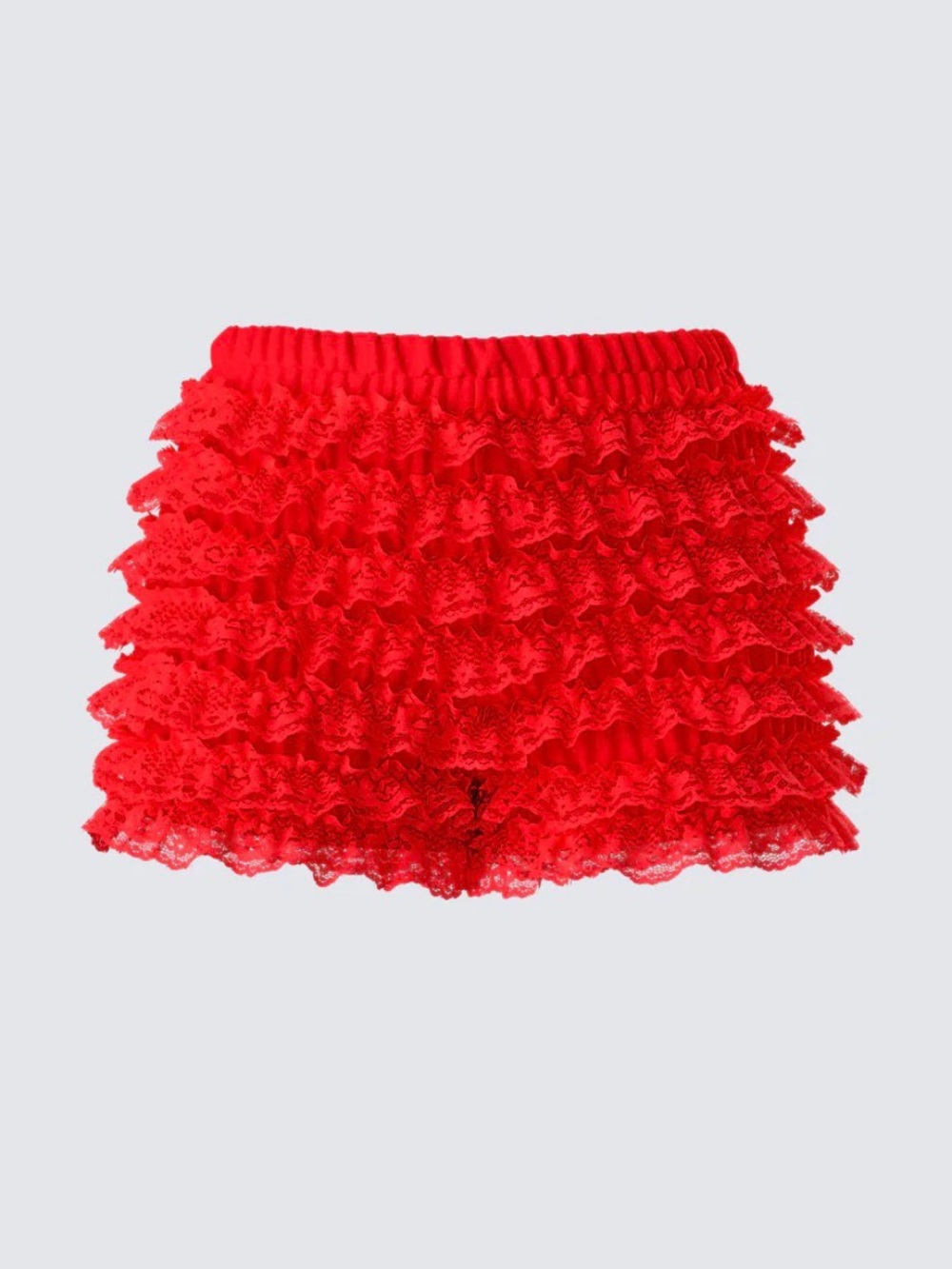 Finesse Red Lace Ruffle Shorts